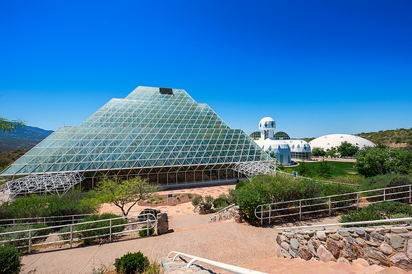Biosphere 2..located in Oracle, AZ  Scientists wanted to know if we could replicate the Earth's ecosystems, so in the Sonoran desert outside of Tucson, Arizona they built a three-acre closed-system.