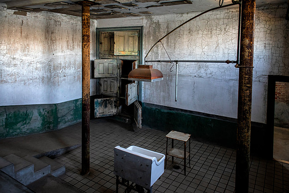 Ellis Island Hospital morgue with observation area.