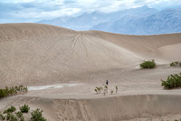 Death Valley mesquite sand dunes.. Norma standing at base of dune..
